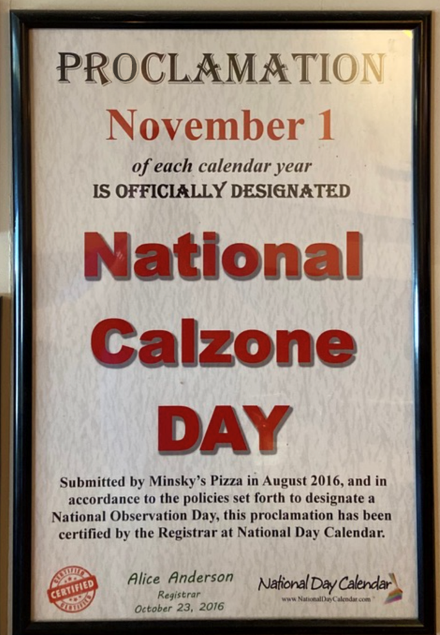 Minsky's National Calzone Day Poster