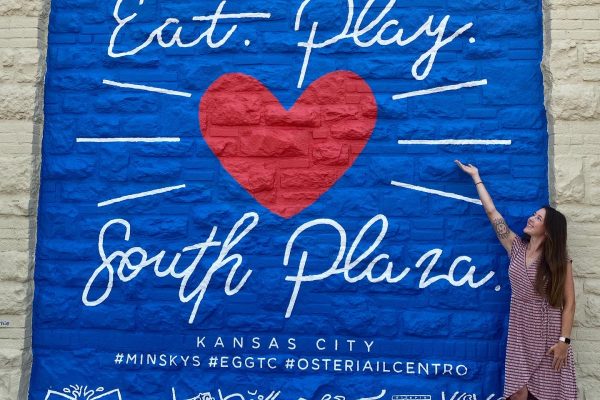 Ruthie and Finished mural at Minsky's South Plaza